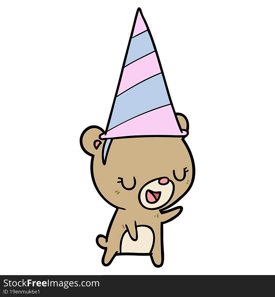 cartoon bear wearing party hat. cartoon bear wearing party hat