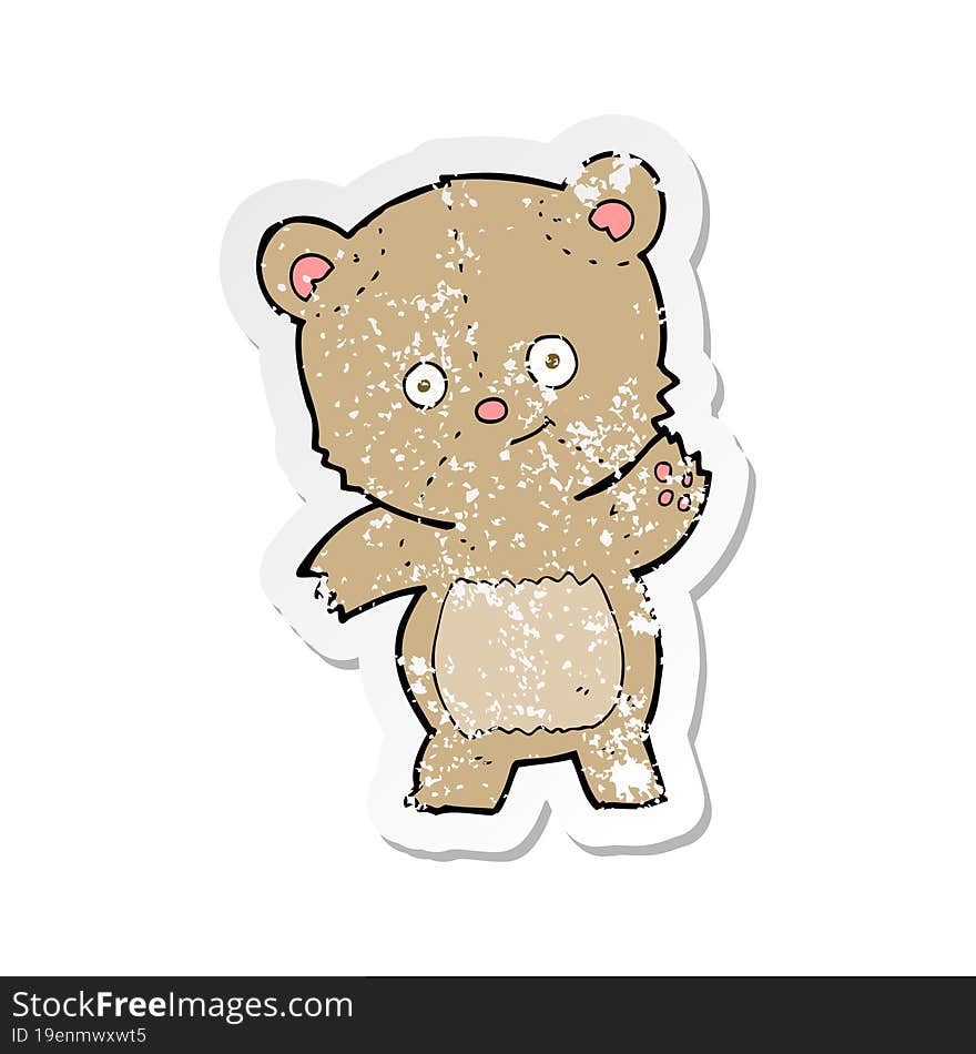 Retro Distressed Sticker Of A Cartoon Teddy Bear