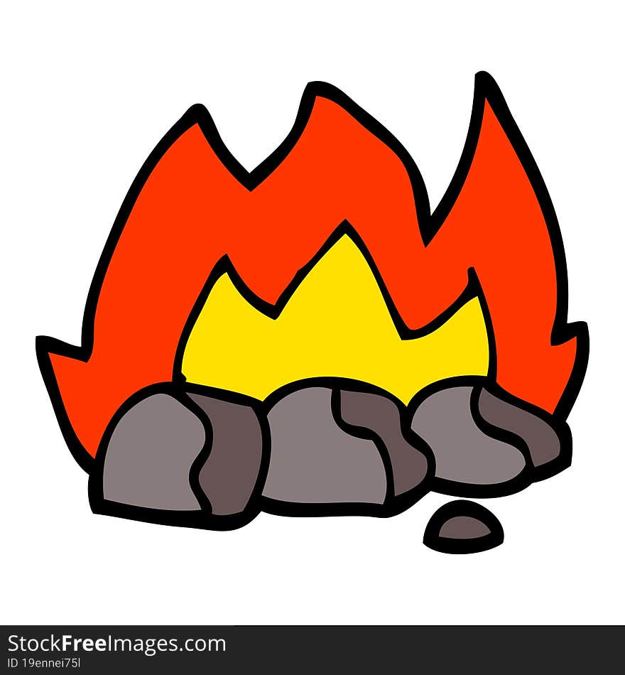 hand drawn doodle style cartoon burning coals