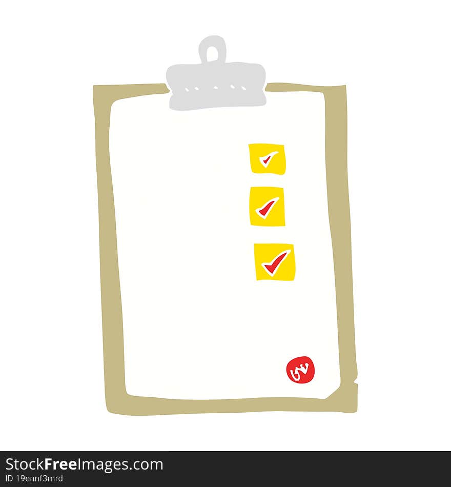 Flat Color Illustration Of A Cartoon Checklist