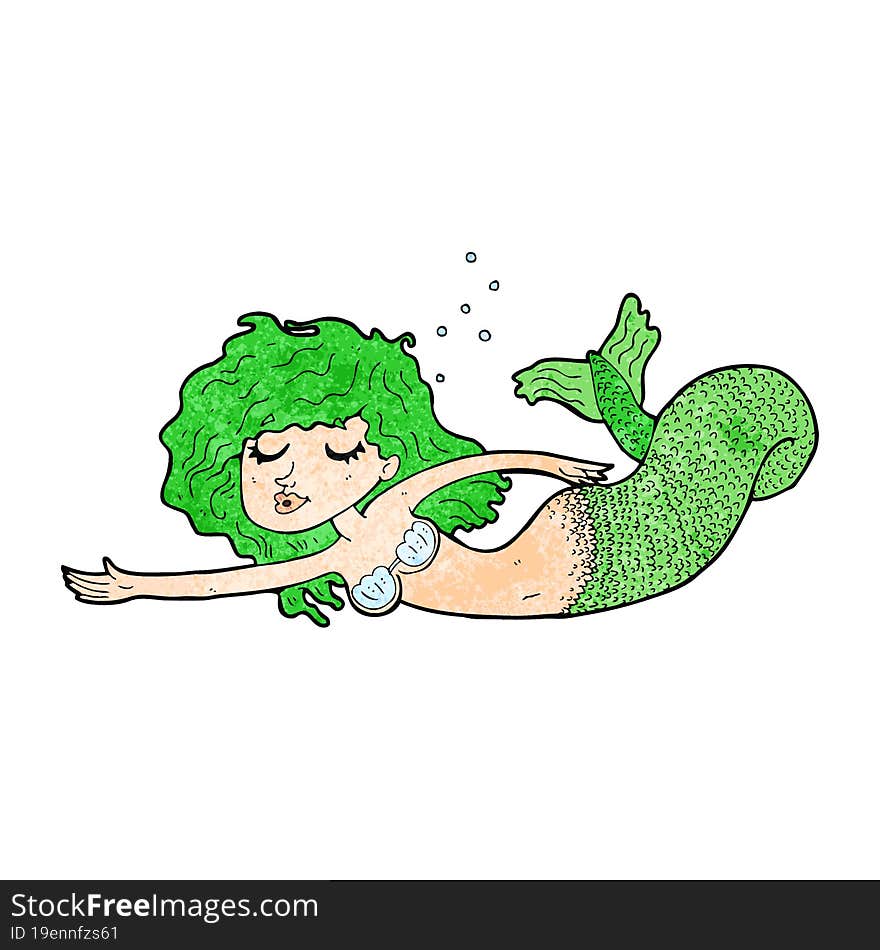 cartoon green haired mermaid