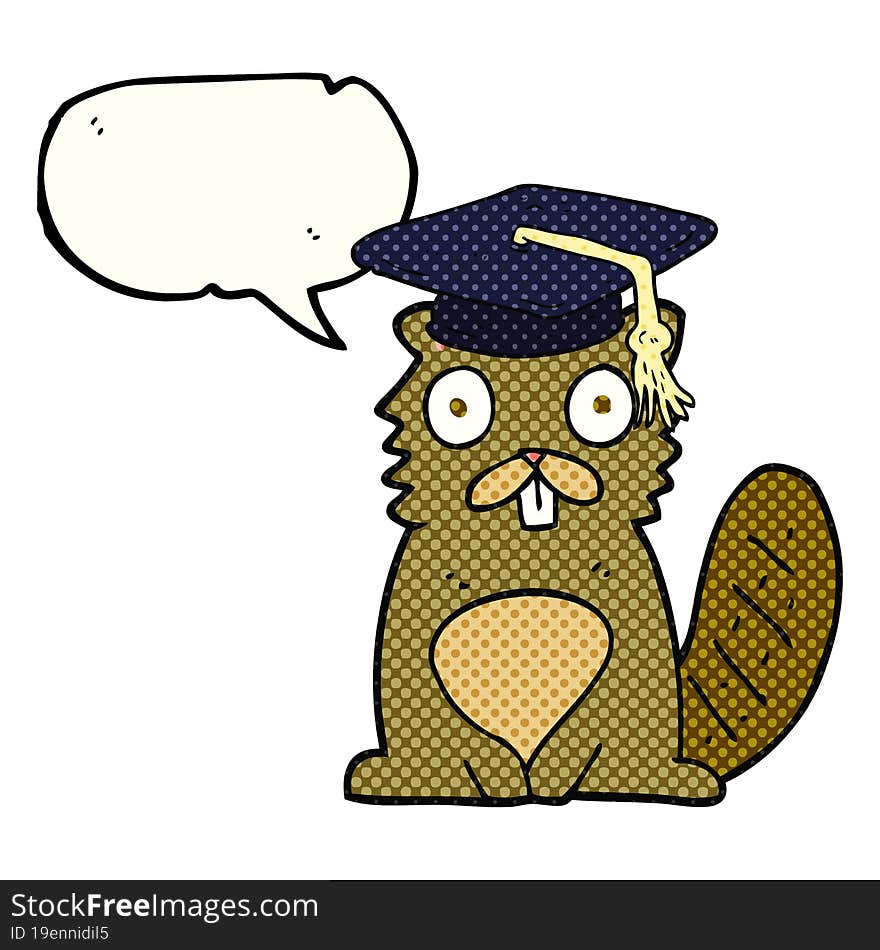 comic book speech bubble cartoon beaver graduate