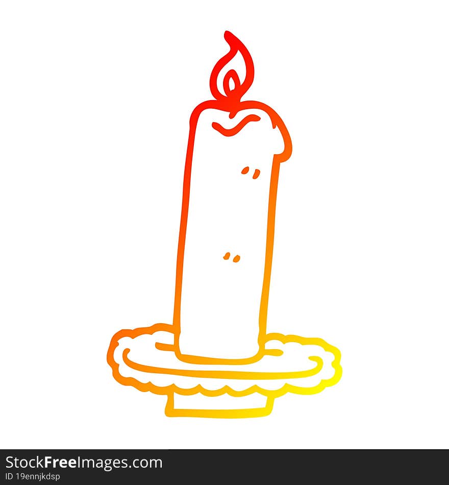 warm gradient line drawing cartoon burning halloween candle