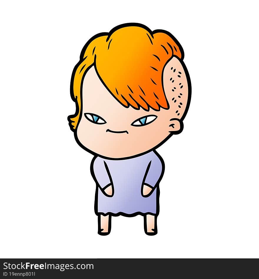 cute cartoon girl with hipster haircut. cute cartoon girl with hipster haircut