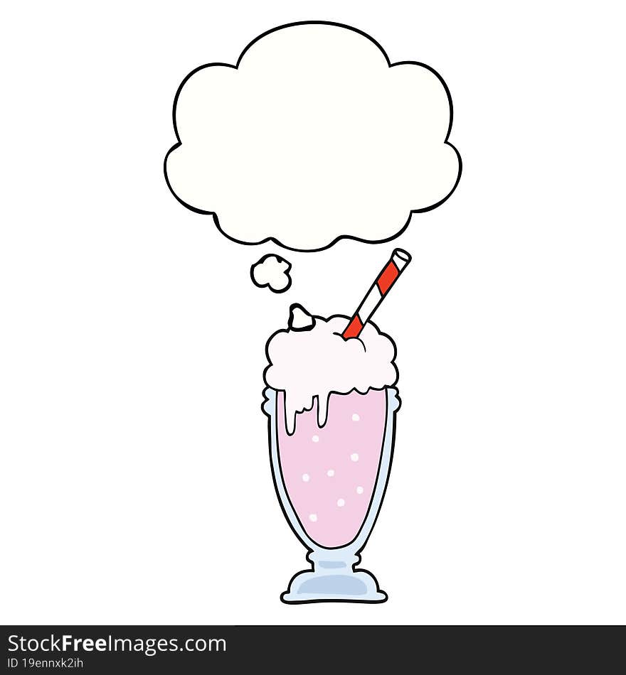 Cartoon Milkshake And Thought Bubble