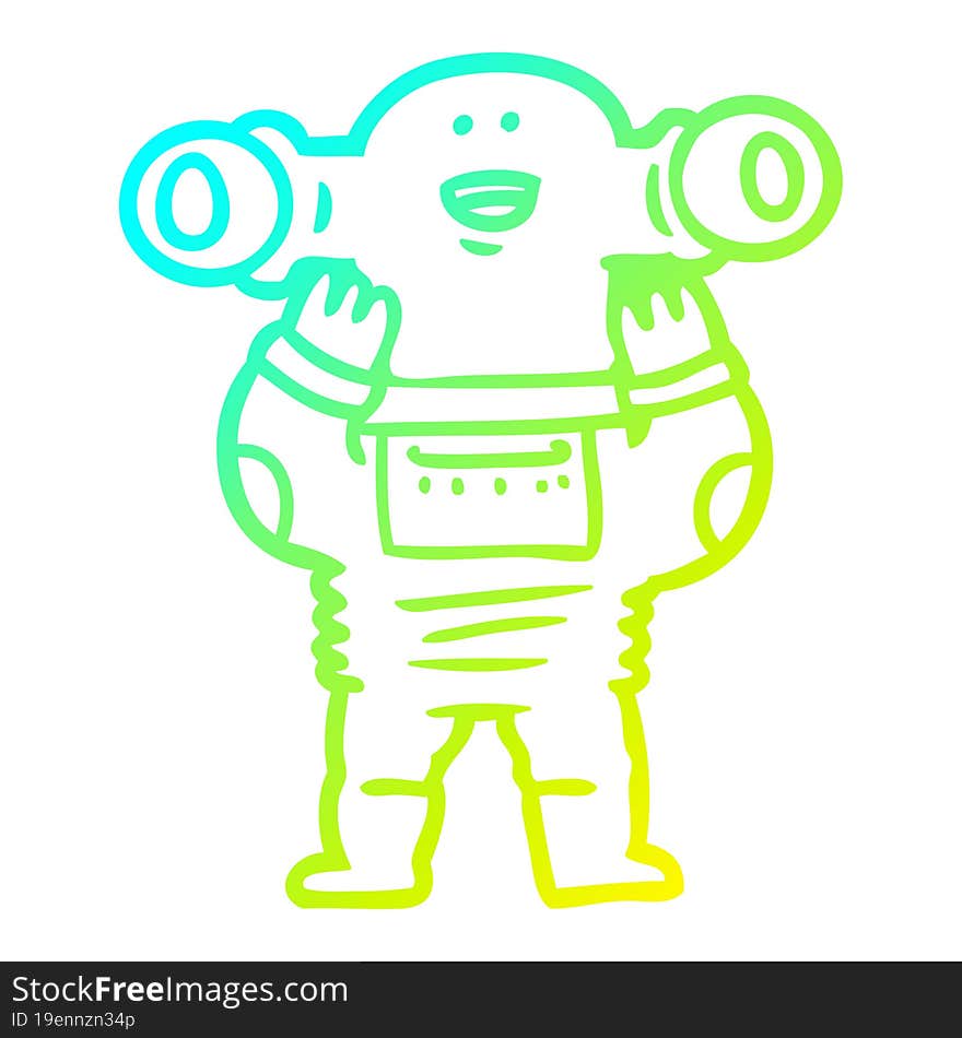 cold gradient line drawing friendly cartoon alien