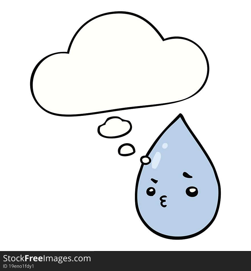 cartoon cute raindrop and thought bubble