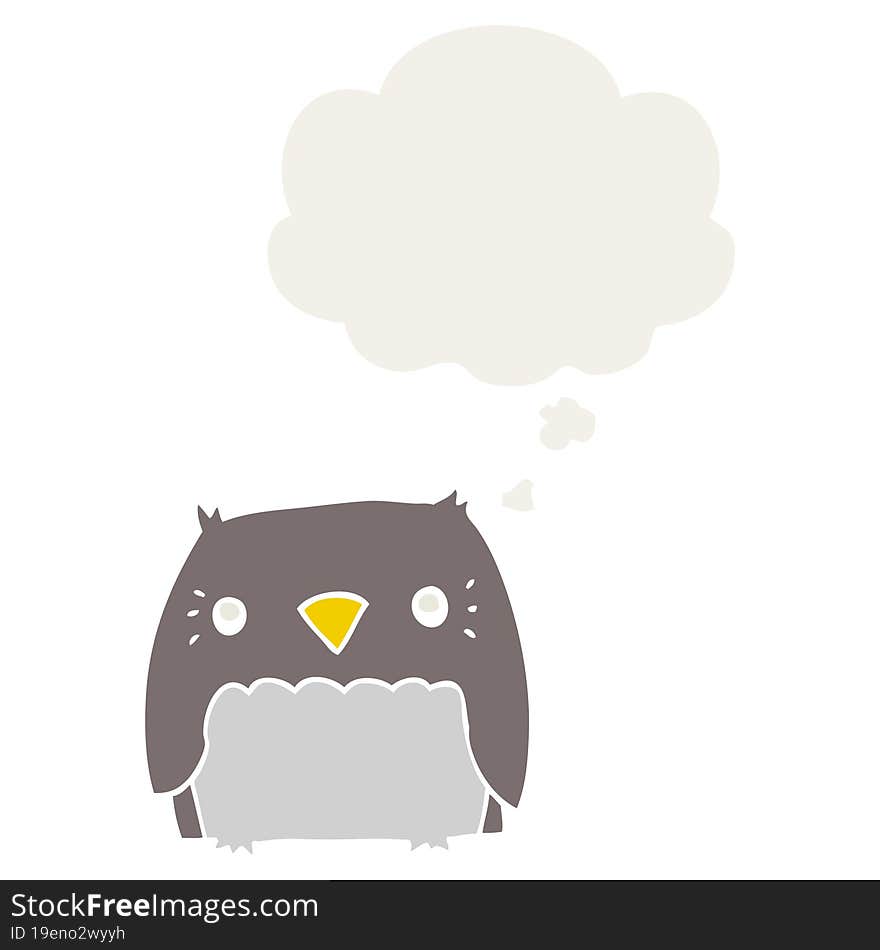 cute cartoon owl and thought bubble in retro style