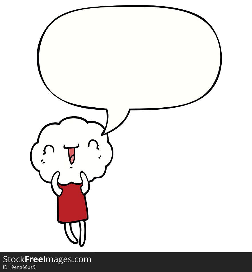 cute cartoon cloud head creature and speech bubble