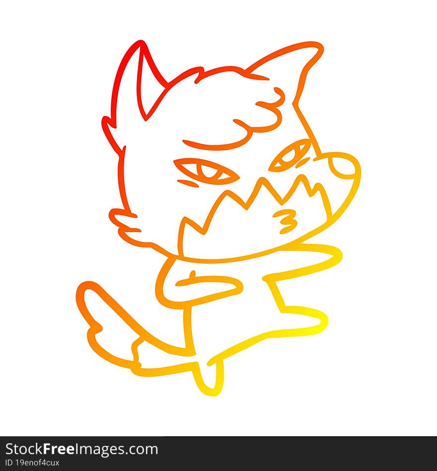 warm gradient line drawing clever cartoon fox