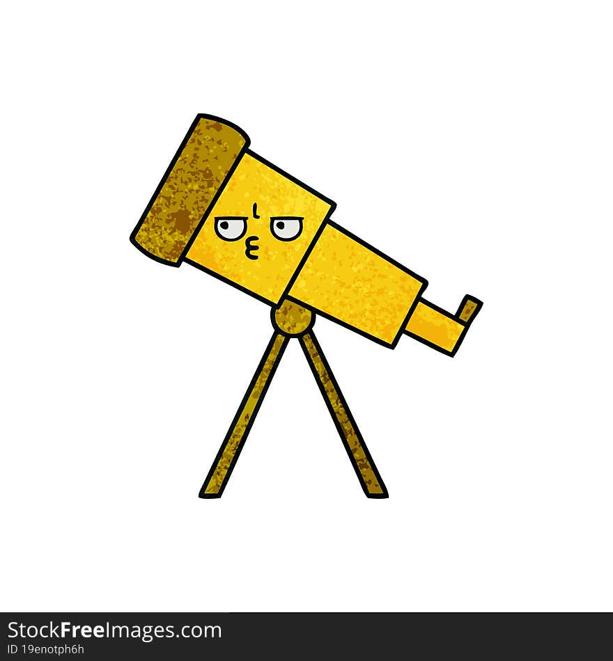 retro grunge texture cartoon telescope