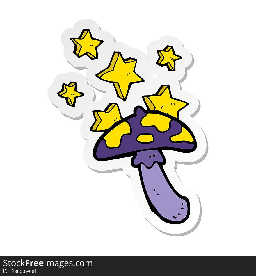 sticker of a cartoon magic toadstool