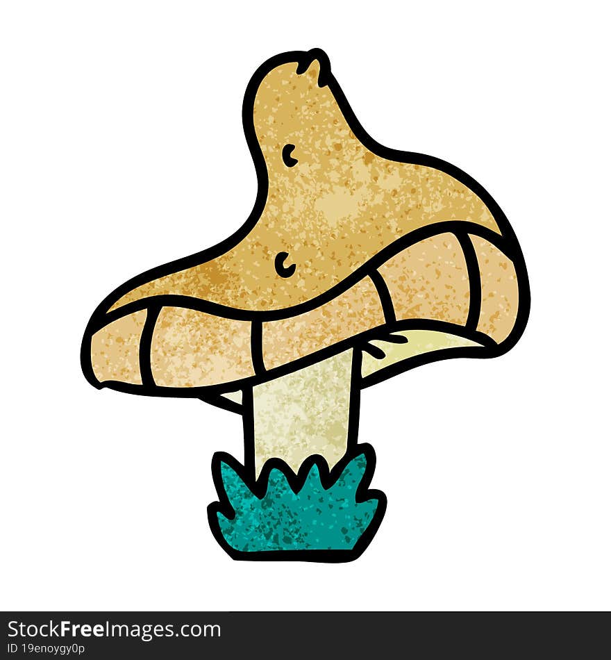 textured cartoon doodle of a single mushroom