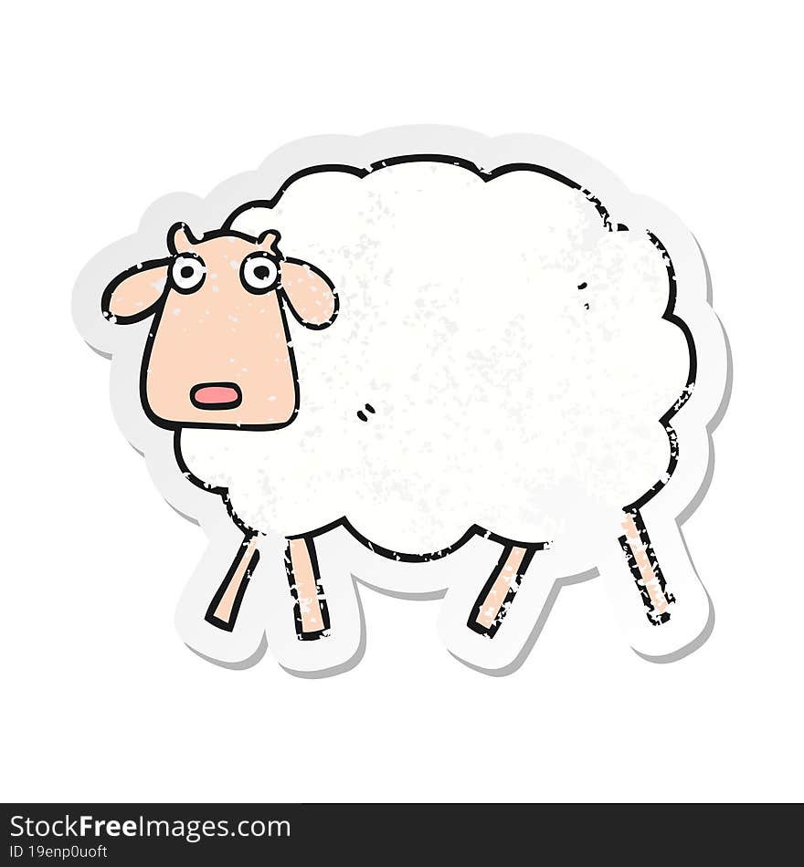 Distressed Sticker Of A Cartoon Sheep