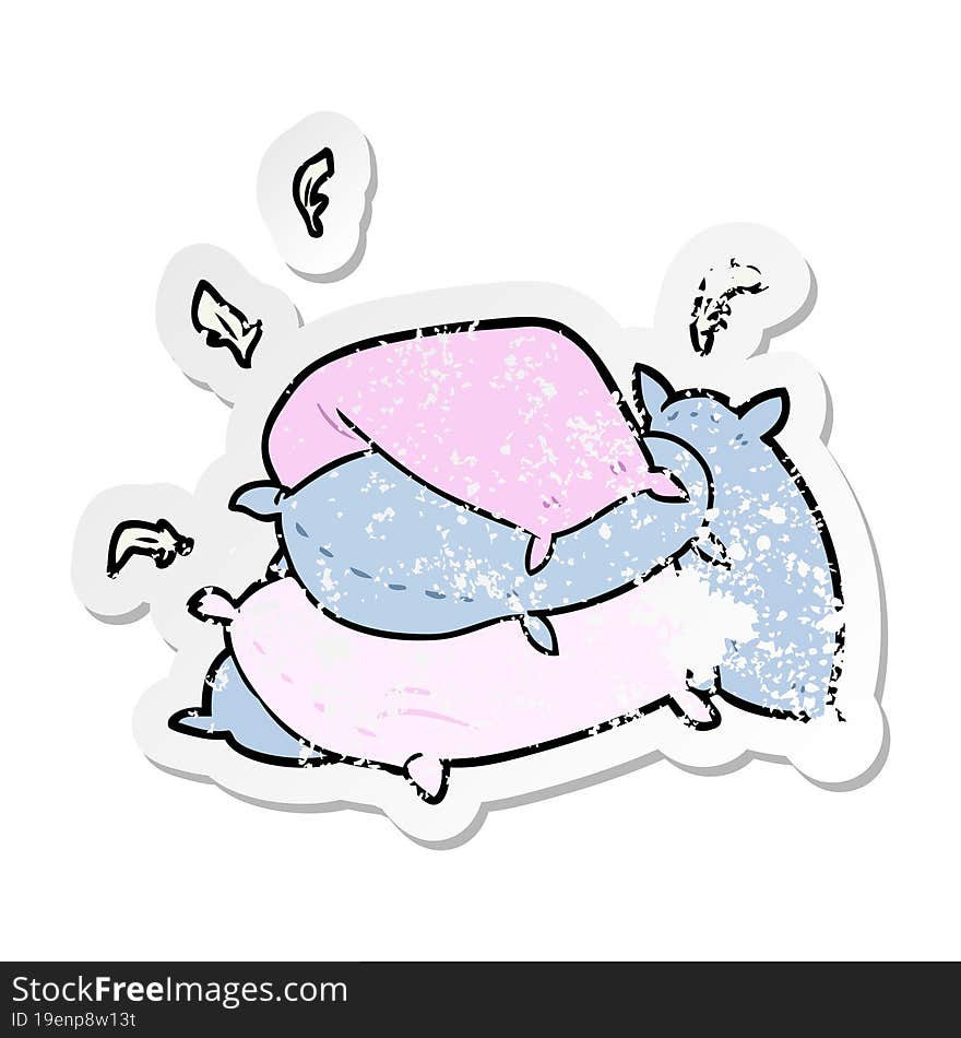 Distressed Sticker Of A Cartoon Pillows