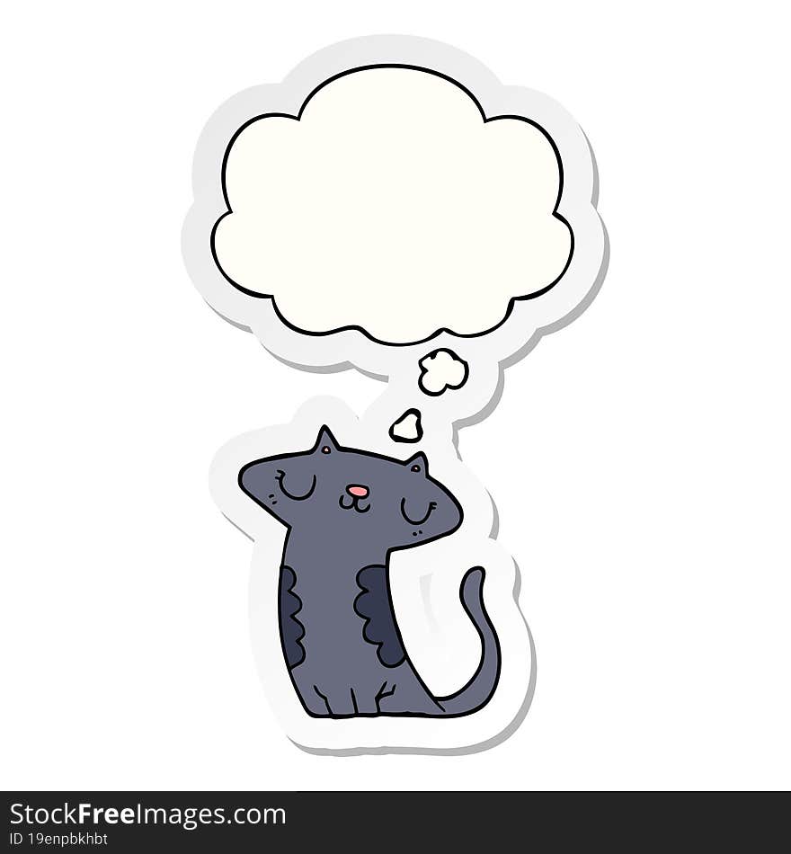 cartoon cat and thought bubble as a printed sticker