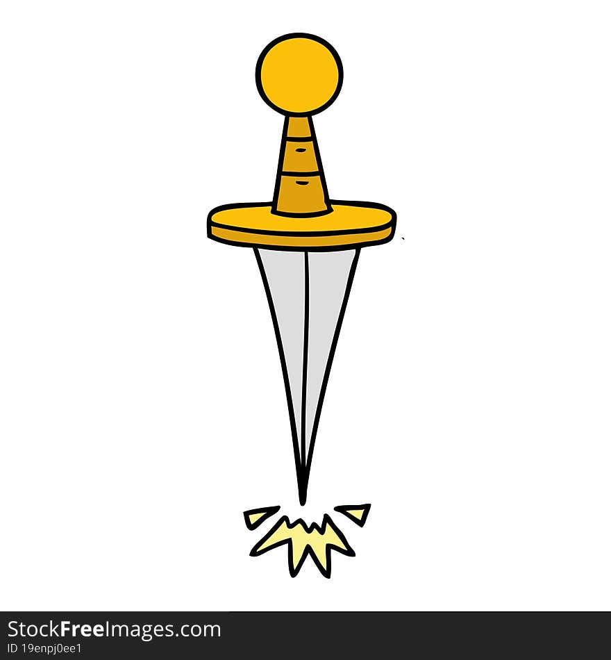 hand drawn cartoon doodle of a small dagger