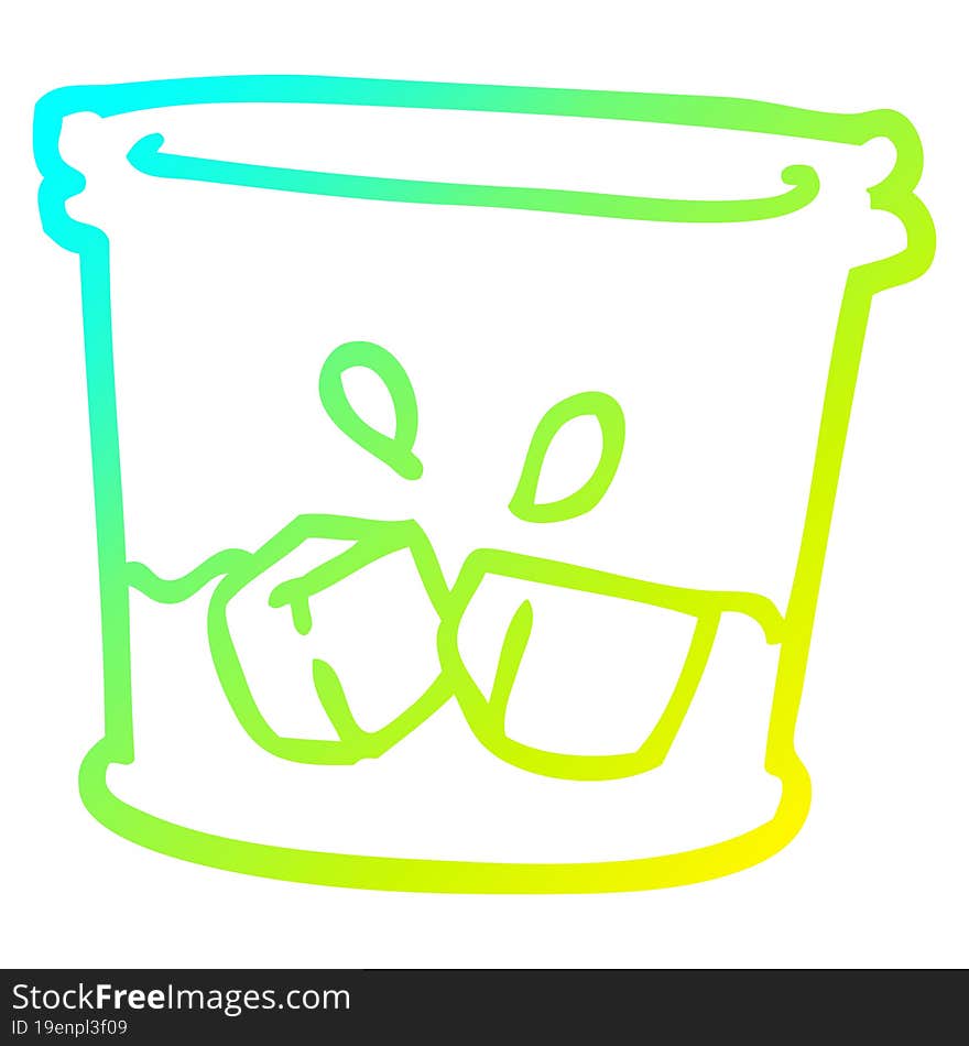 cold gradient line drawing of a cartoon drink in glass tumbler