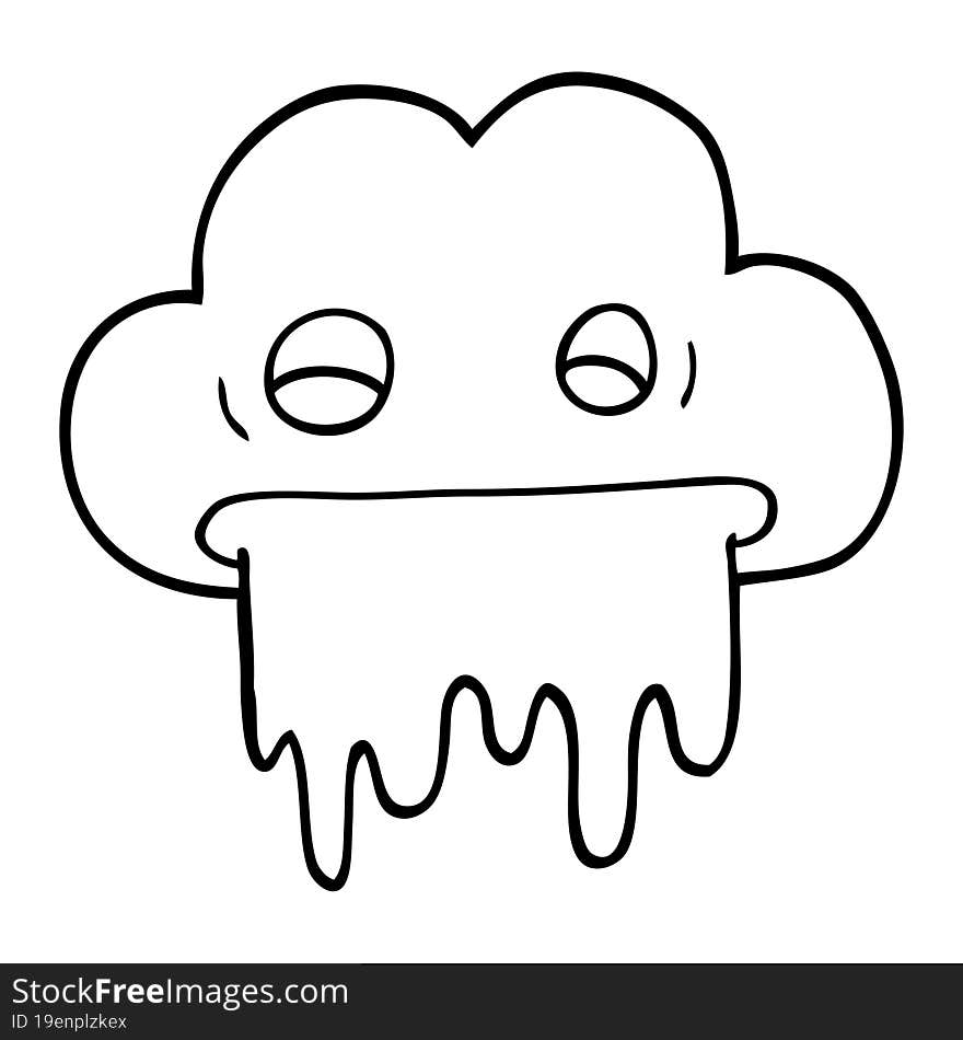 line drawing cartoon rain cloud