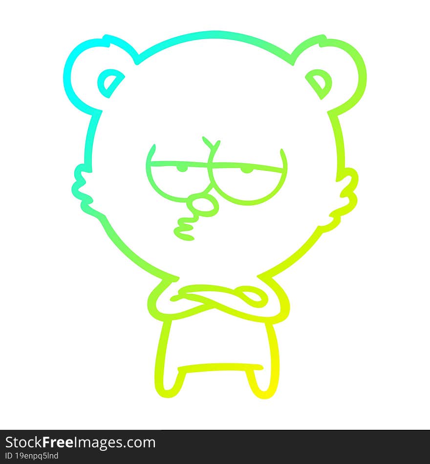 Cold Gradient Line Drawing Bored Bear Cartoon