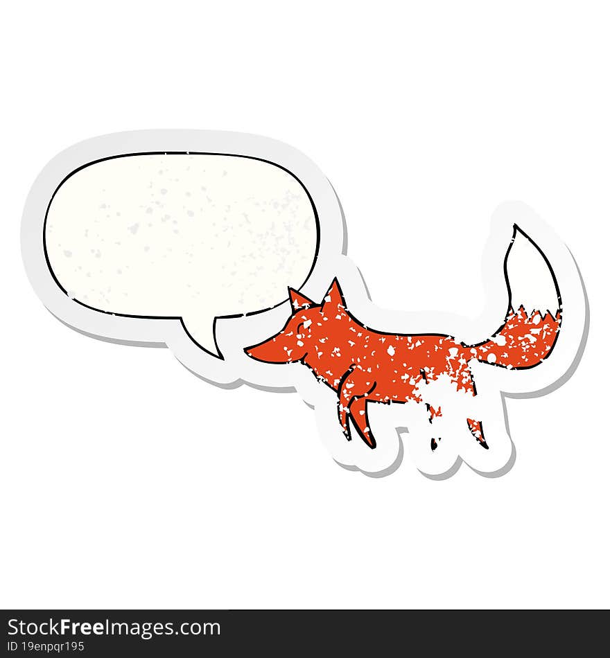 cartoon wolf and speech bubble distressed sticker