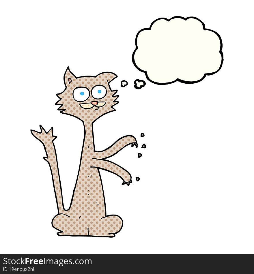 thought bubble cartoon cat scratching