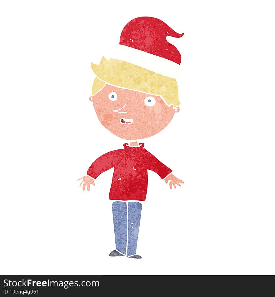 Cartoon Boy In Santa Hat