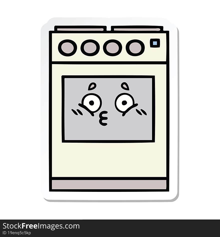 sticker of a cute cartoon kitchen oven