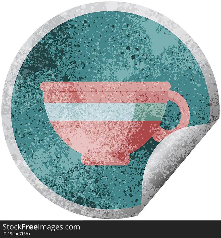 coffee cup graphic circular sticker