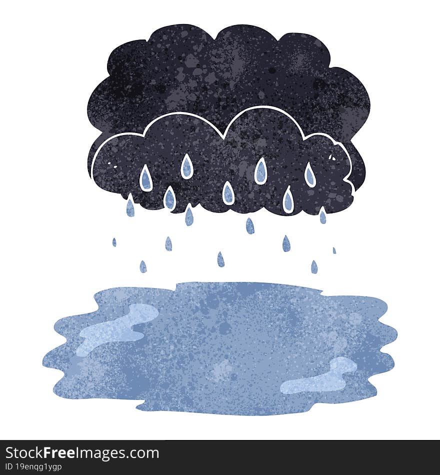 retro cartoon rain cloud