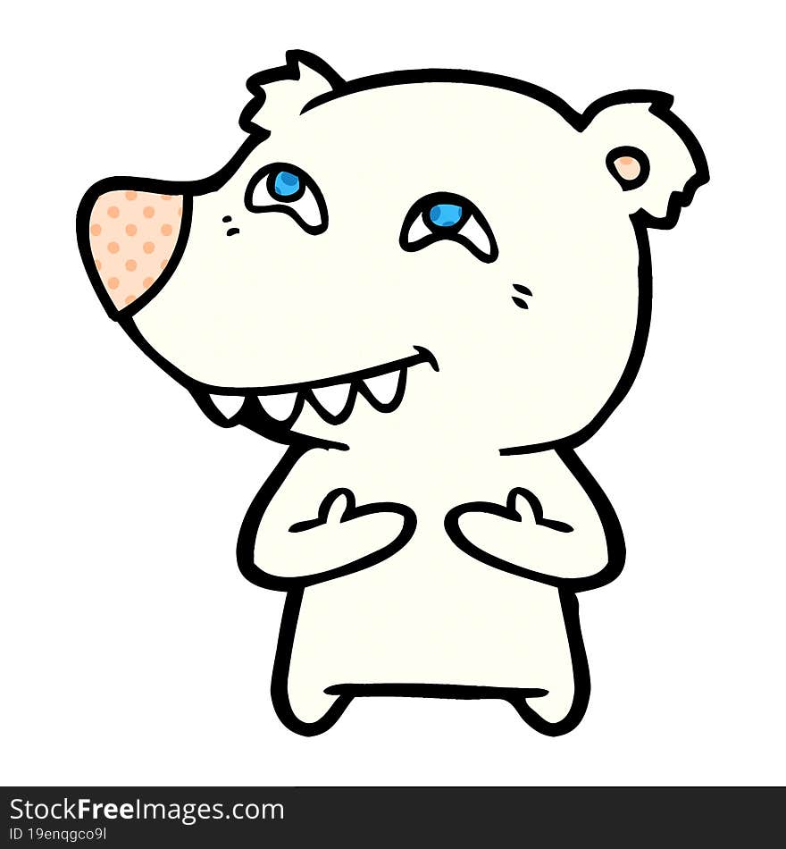 cartoon polar bear showing teeth. cartoon polar bear showing teeth