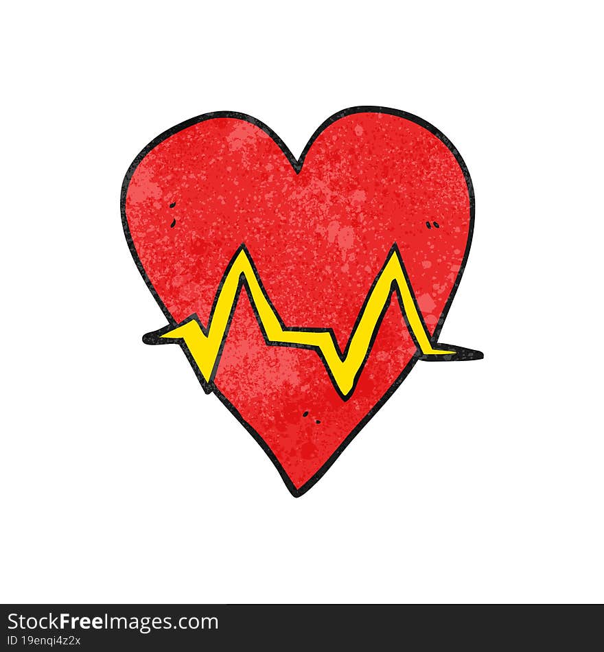 freehand textured cartoon heart rate pulse symbol