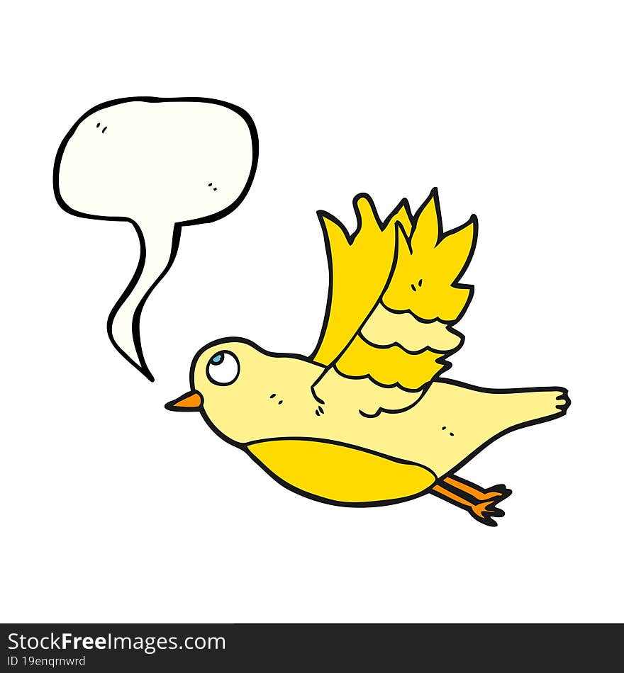 speech bubble cartoon bird flying