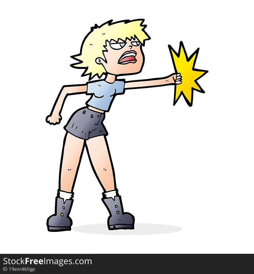 cartoon woman punching