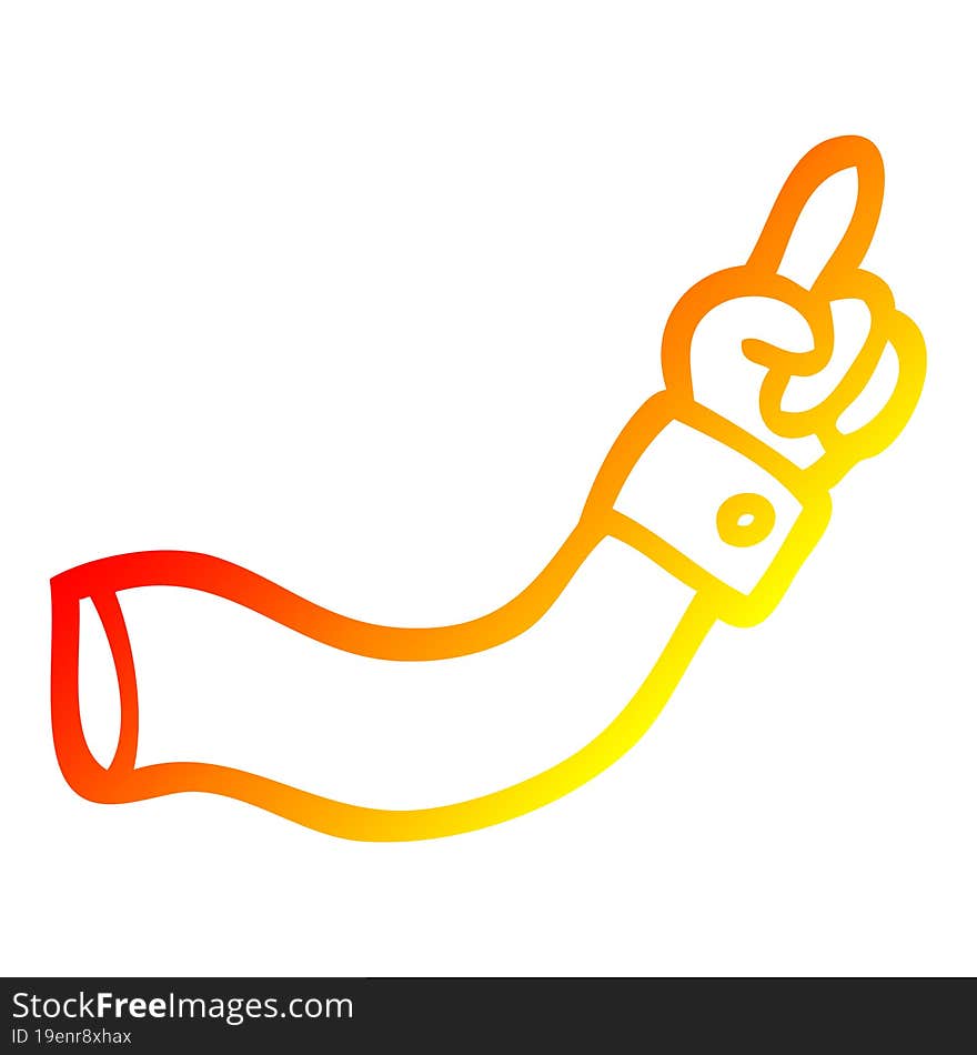 warm gradient line drawing cartoon pointing arm