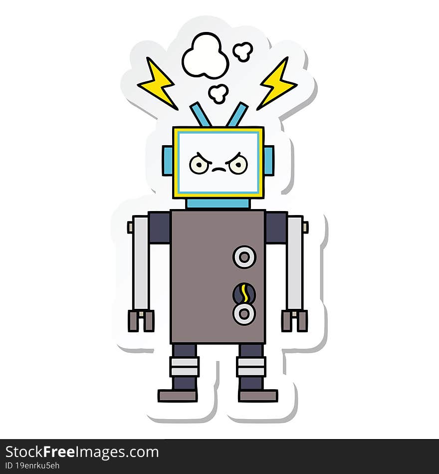 Sticker Of A Cute Cartoon Robot