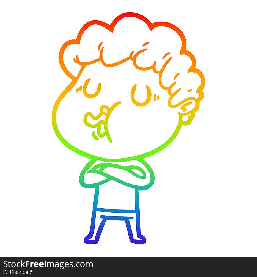 Rainbow Gradient Line Drawing Cartoon Man Singing