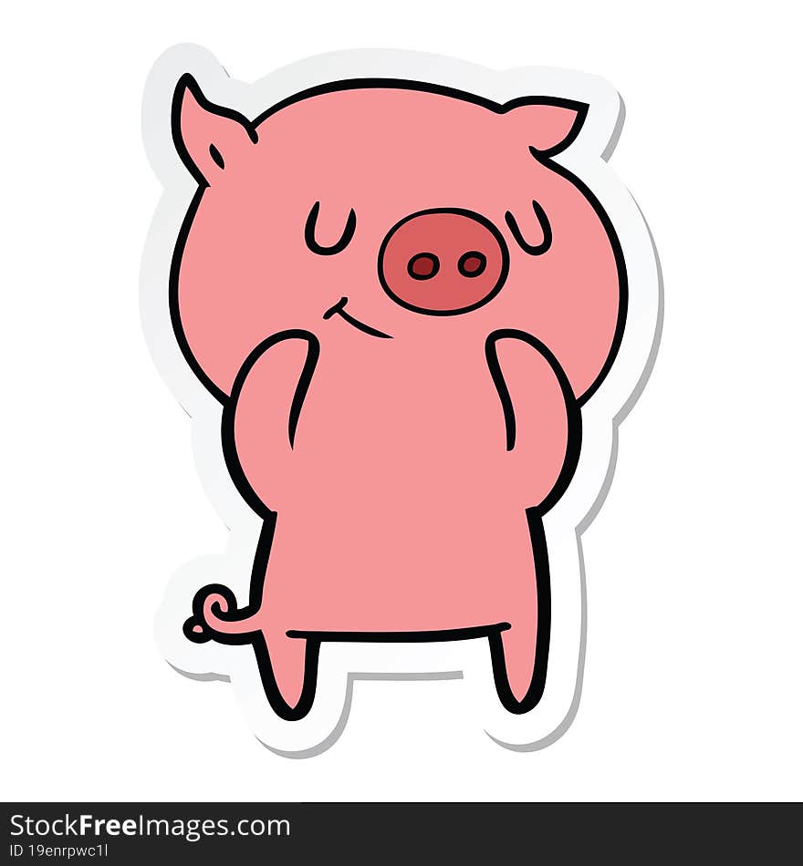 sticker of a happy cartoon pig