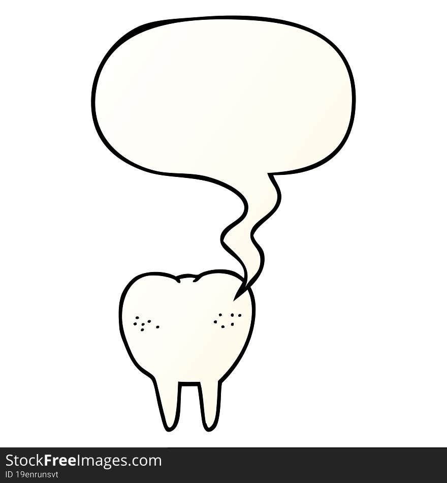 cartoon tooth and speech bubble in smooth gradient style