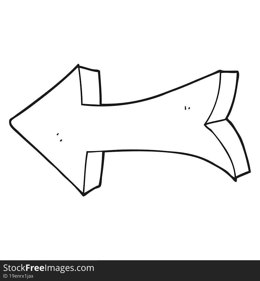 freehand drawn black and white cartoon pointing arrow