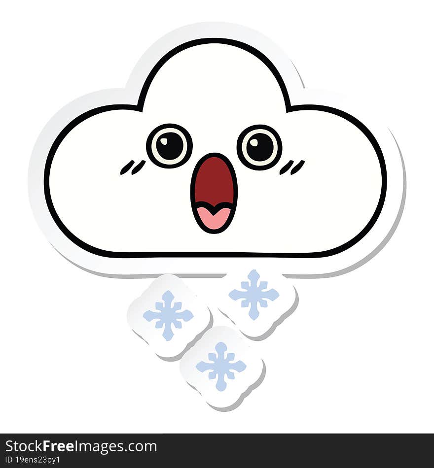 sticker of a cute cartoon snow cloud