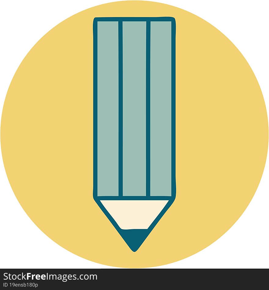 tattoo style icon of a pencil