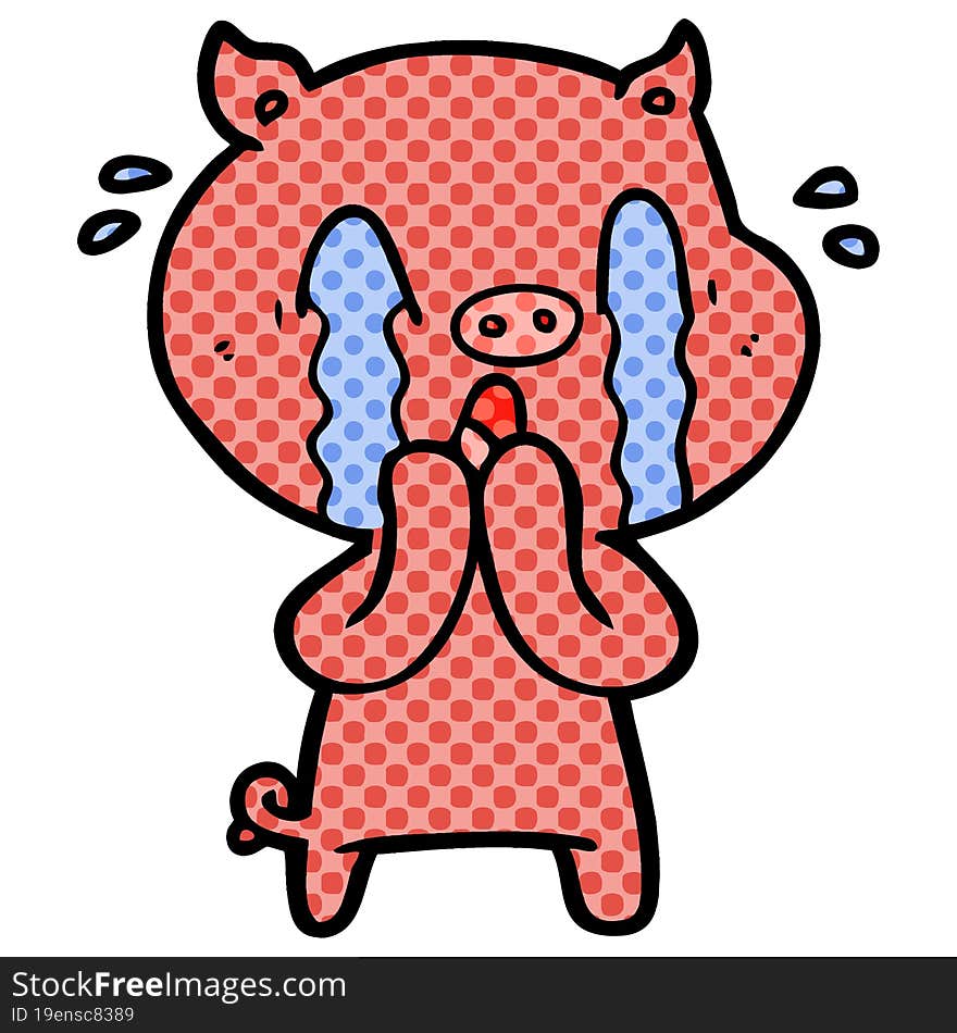 crying pig cartoon. crying pig cartoon