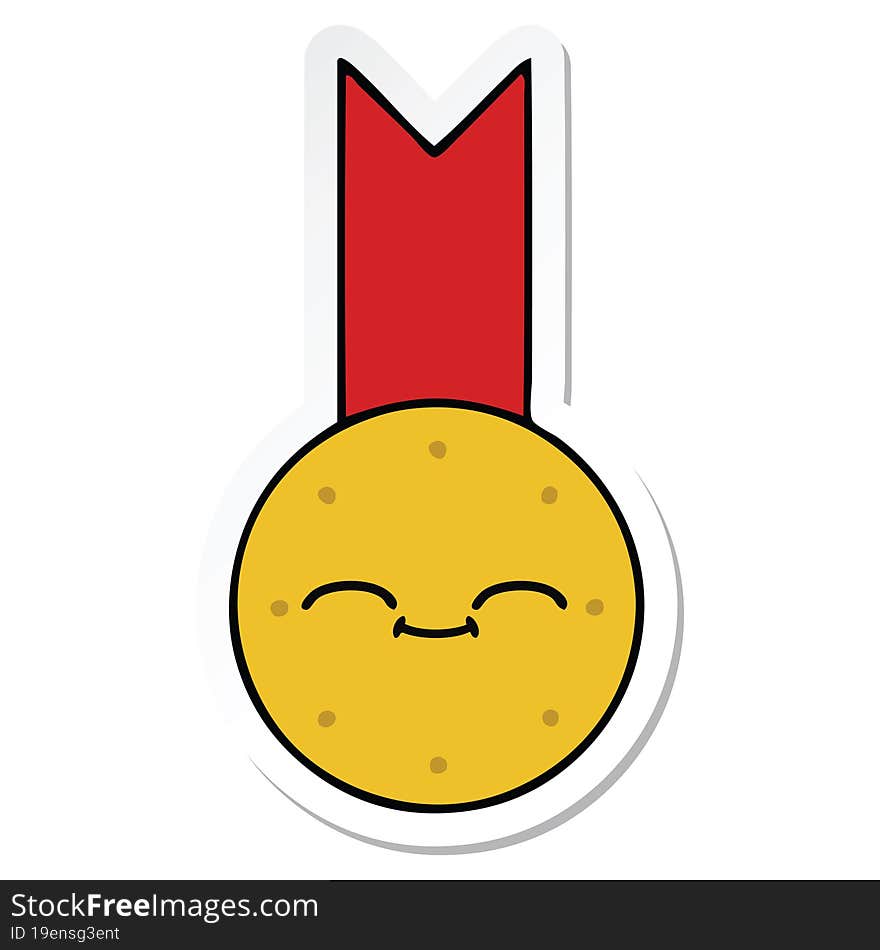 Sticker Of A Cute Cartoon Gold Medal