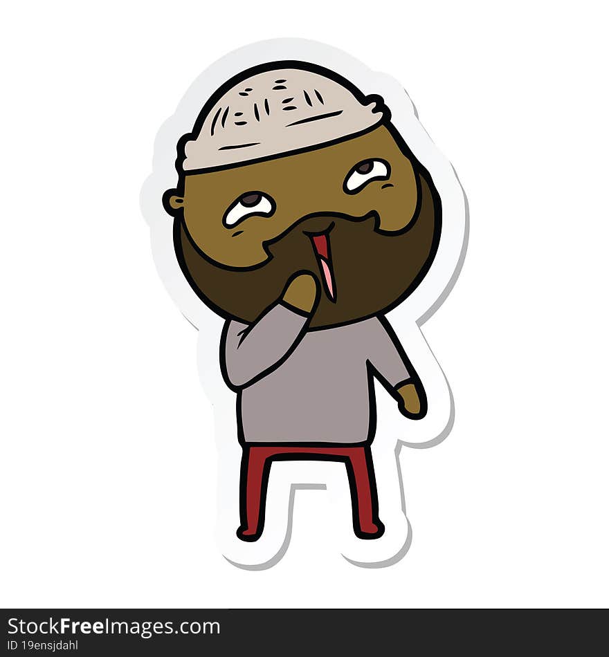 Sticker Of A Cartoon Happy Bearded Man