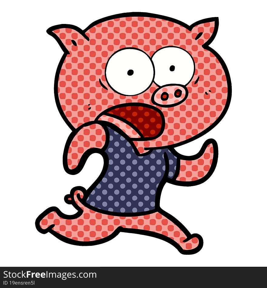 cartoon pig running away. cartoon pig running away