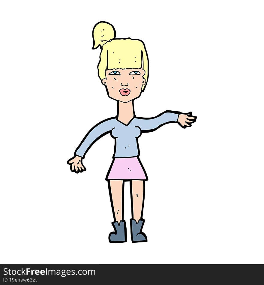 cartoon woman making dismissive gesture