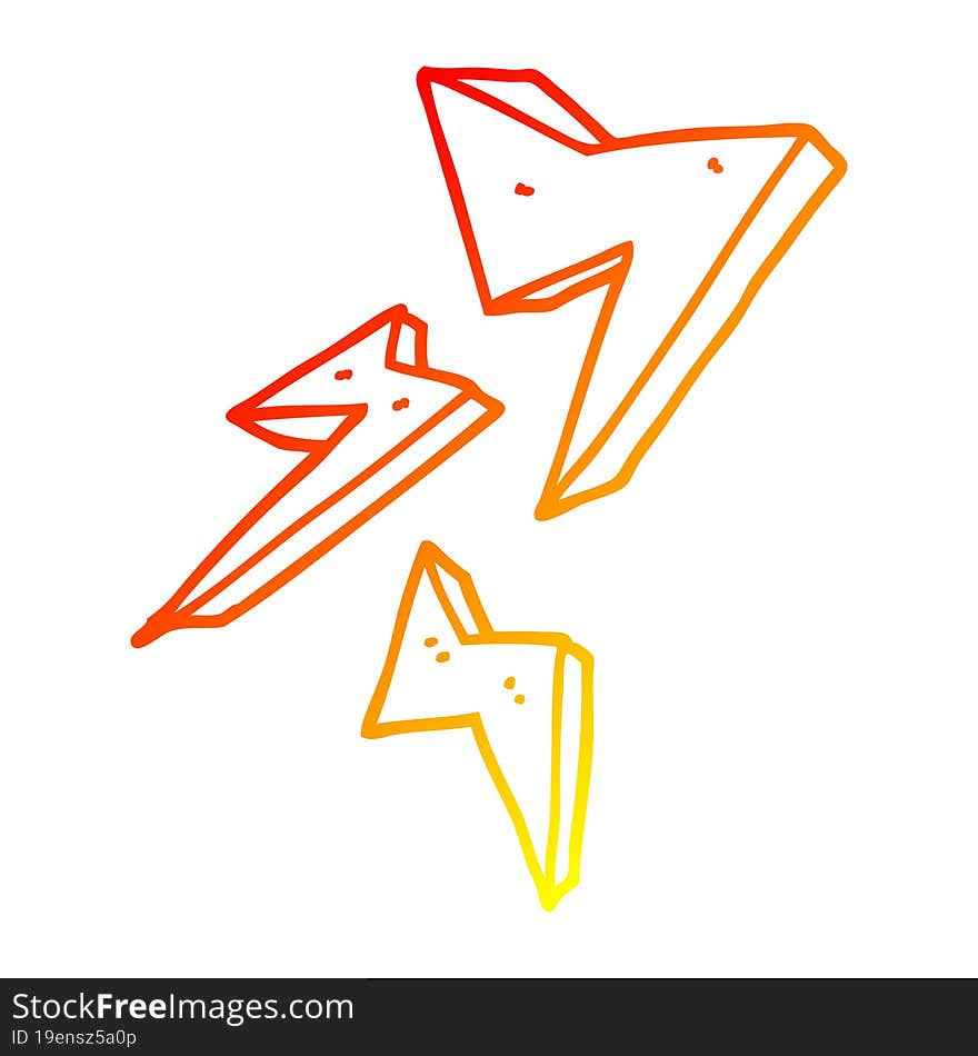 warm gradient line drawing cartoon lightning bolt