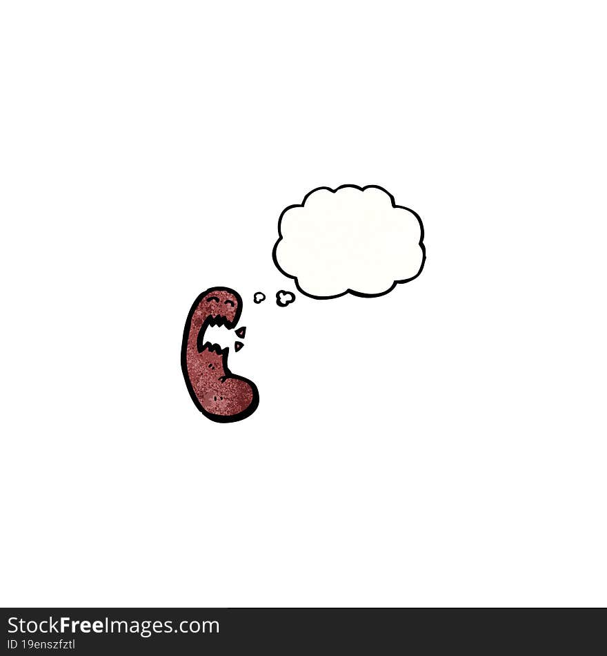 cartoon kidney with thought bubble