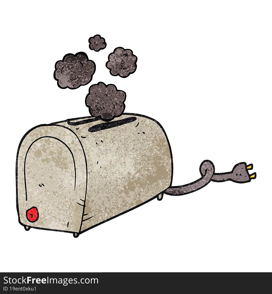 Textured Cartoon Toaster Smoking